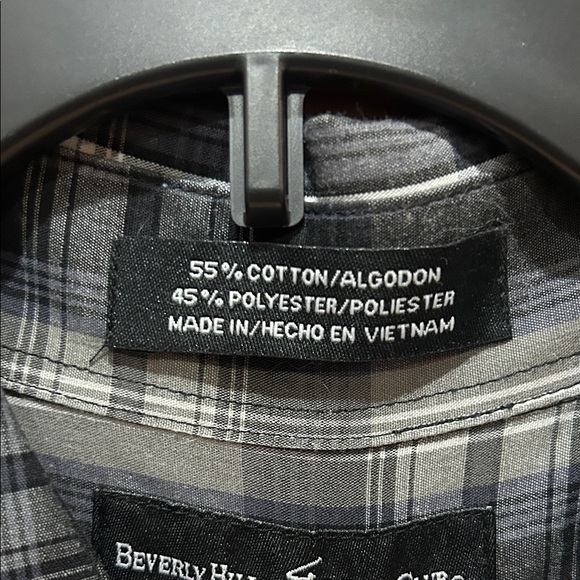 Beverly Hills Polo Club Black and White Plaid Shirt - Picture 3 of 6